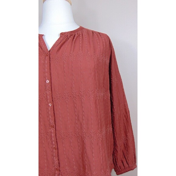 New Old Navy Peasant Top Womens Size XL Button up Embroidered Copper Boho - Picture 3 of 9